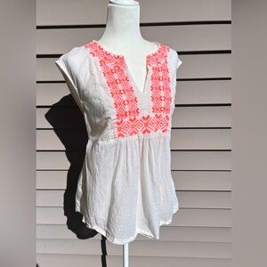 Old Navy Maternity Embroidered Boho Tunic Top 100% Cotton M